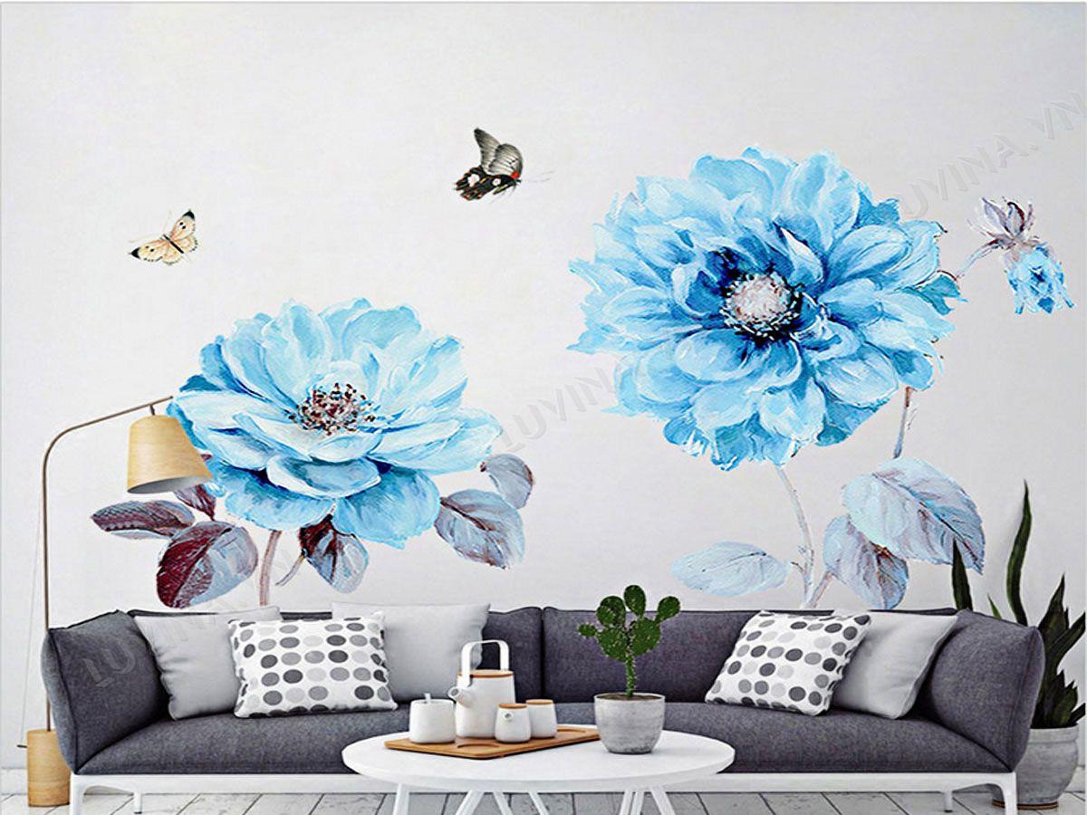 DECAL TRANG TRÍ HOA THƯỢC DƯỢC XANH