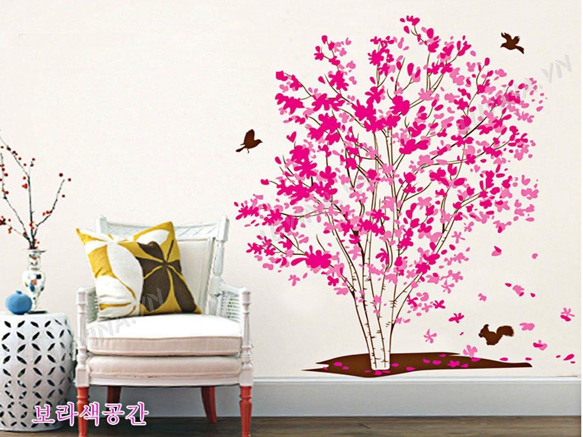 DECAL TRANG TRÍ CÂY HỒNG