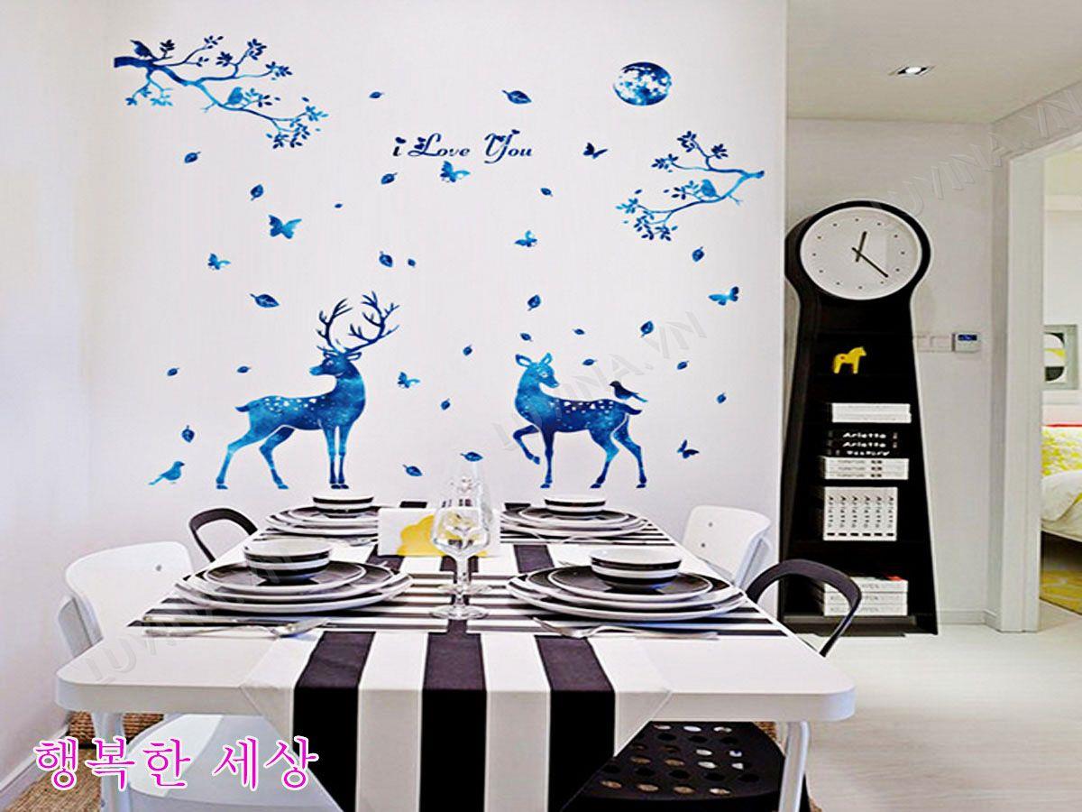 DECAL TRANG TRÍ HƯƠU XANH