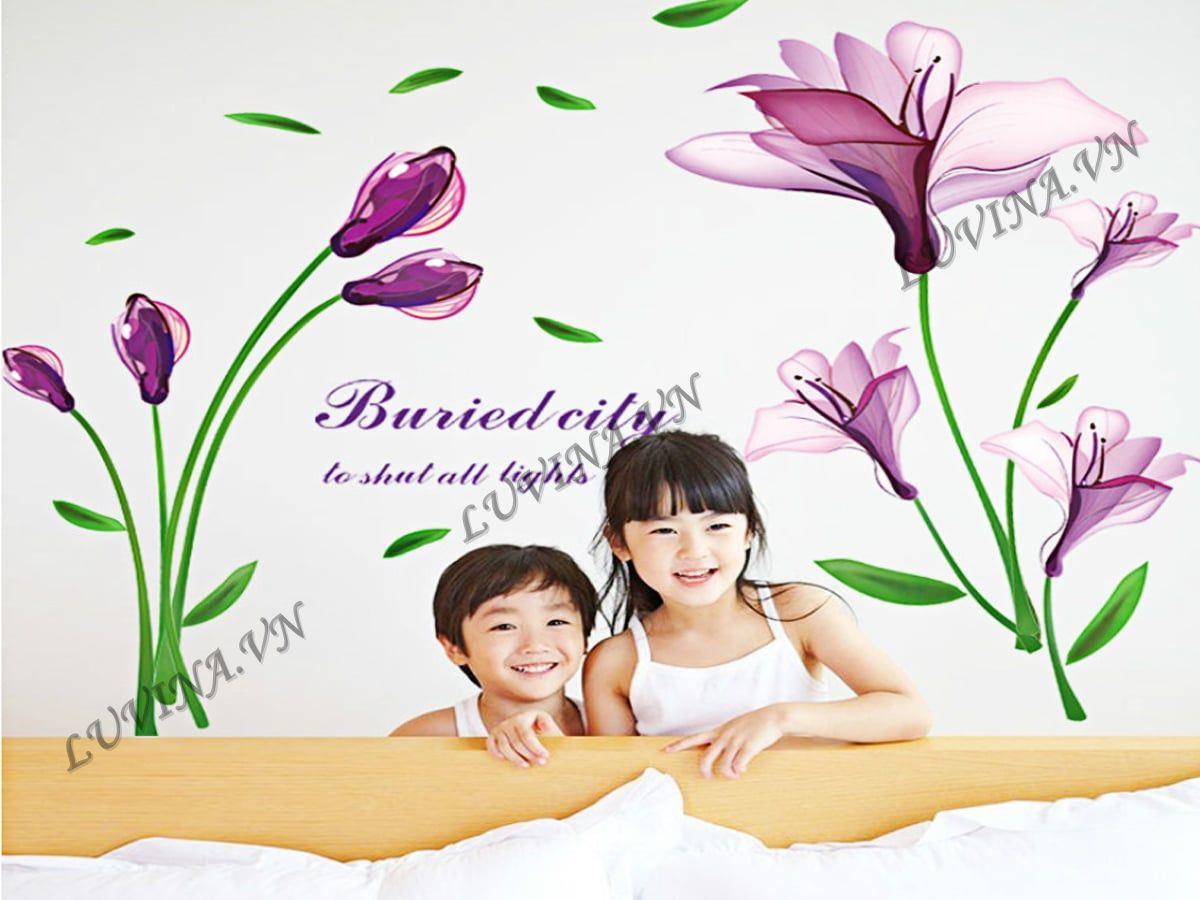 DECAL TRANG TRÍ HOA TÍM