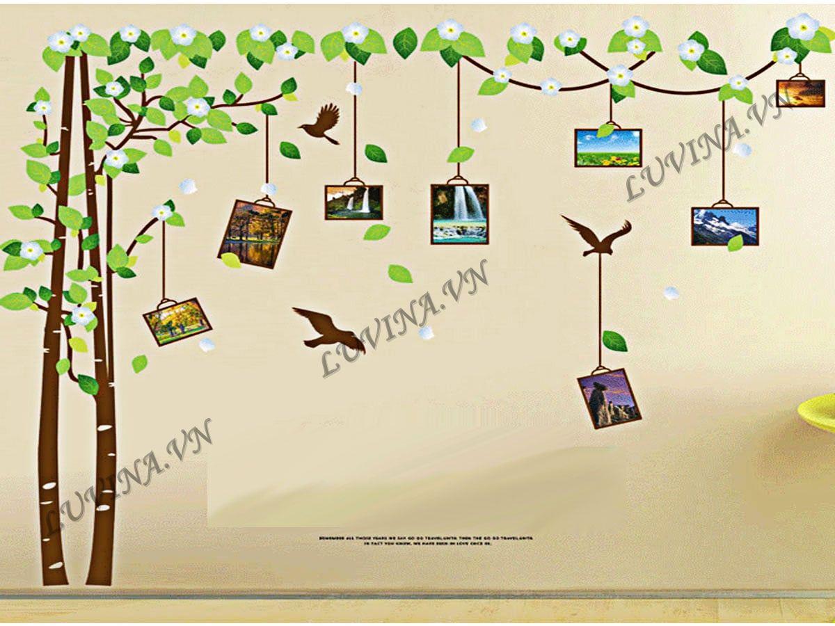 DECAL TRANG TRÍ CÂY KHUNG ẢNH HOA