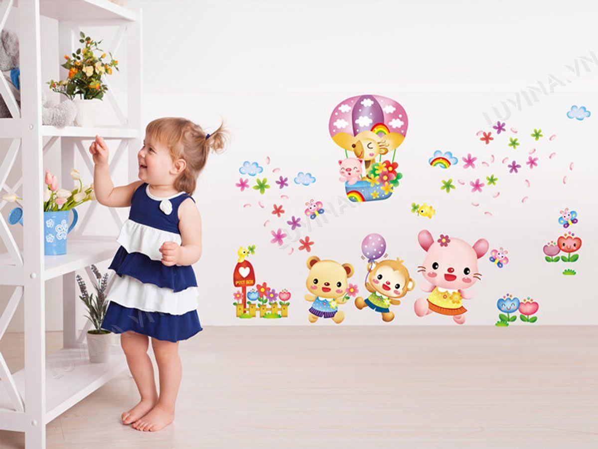 DECAL TRANG TRÍ THÚ HỒNG ĐÁNG YÊU