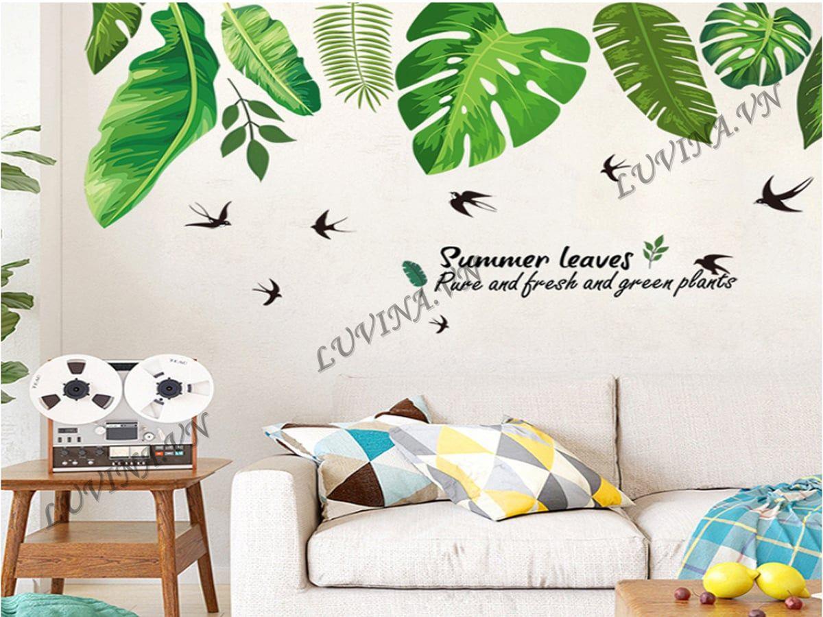 DECAL TRANG TRÍ LÁ NHIỆT ĐỚI CHIM