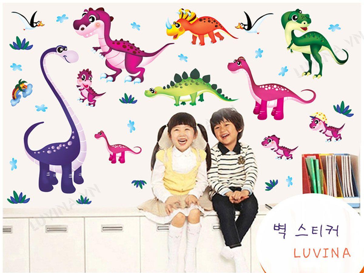 DECAL TRANG TRÍ KHỦNG LONG SẮC MÀU