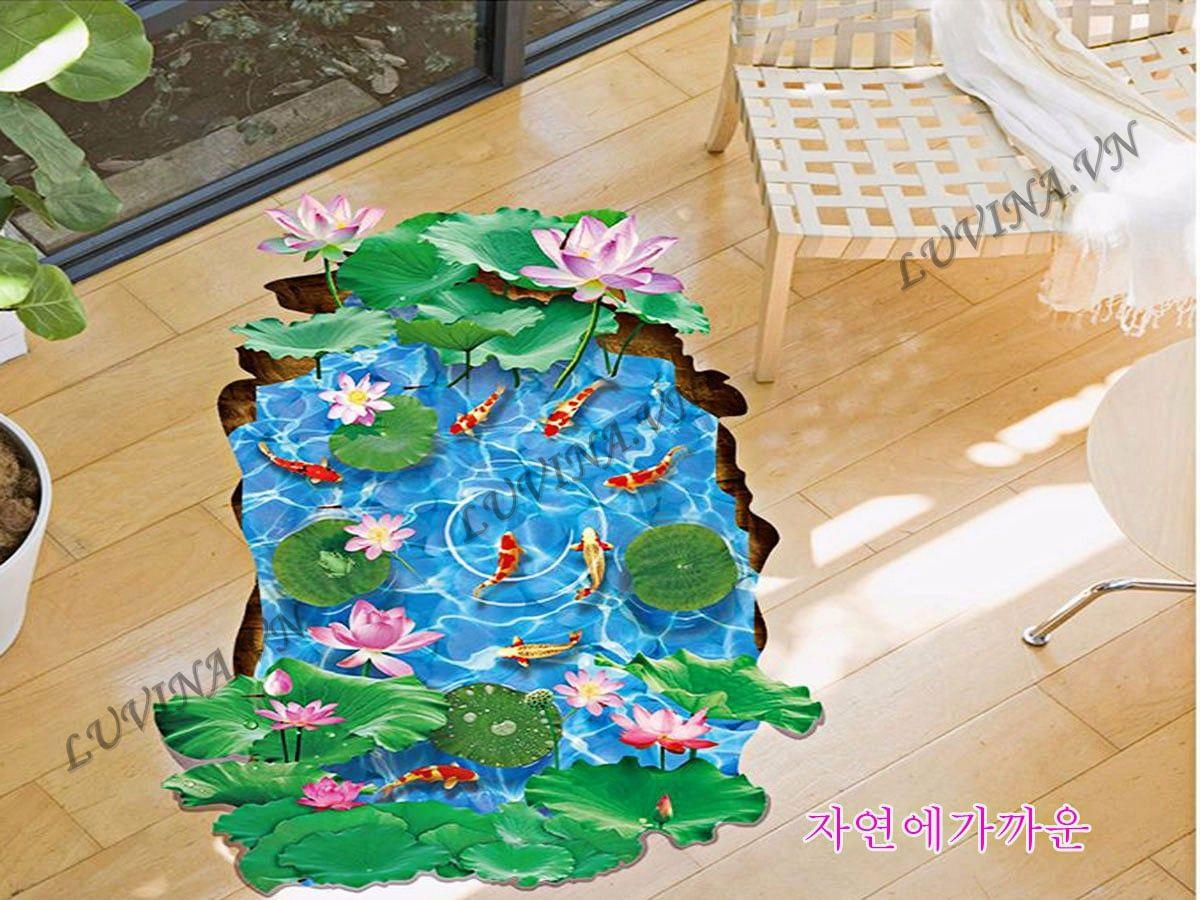 DECAL TRANG TRÍ HỒ CÁ SEN HỒNG