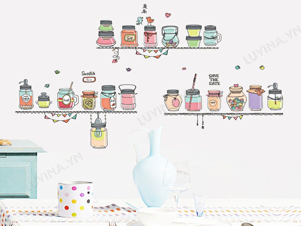 DECAL TRANG TRÍ KỆ NƯỚC HOA QUẢ