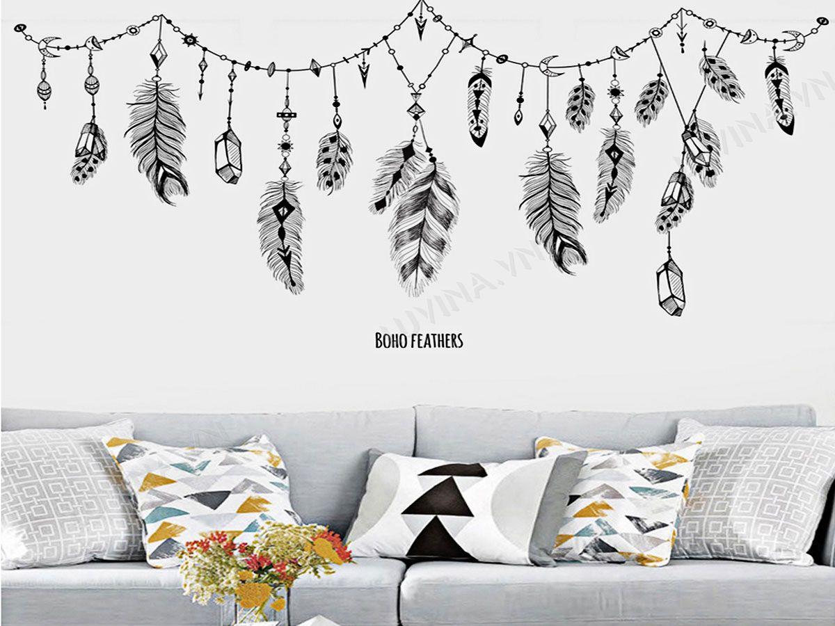 DECAL TRANG TRÍ DÂY LÔNG VŨ