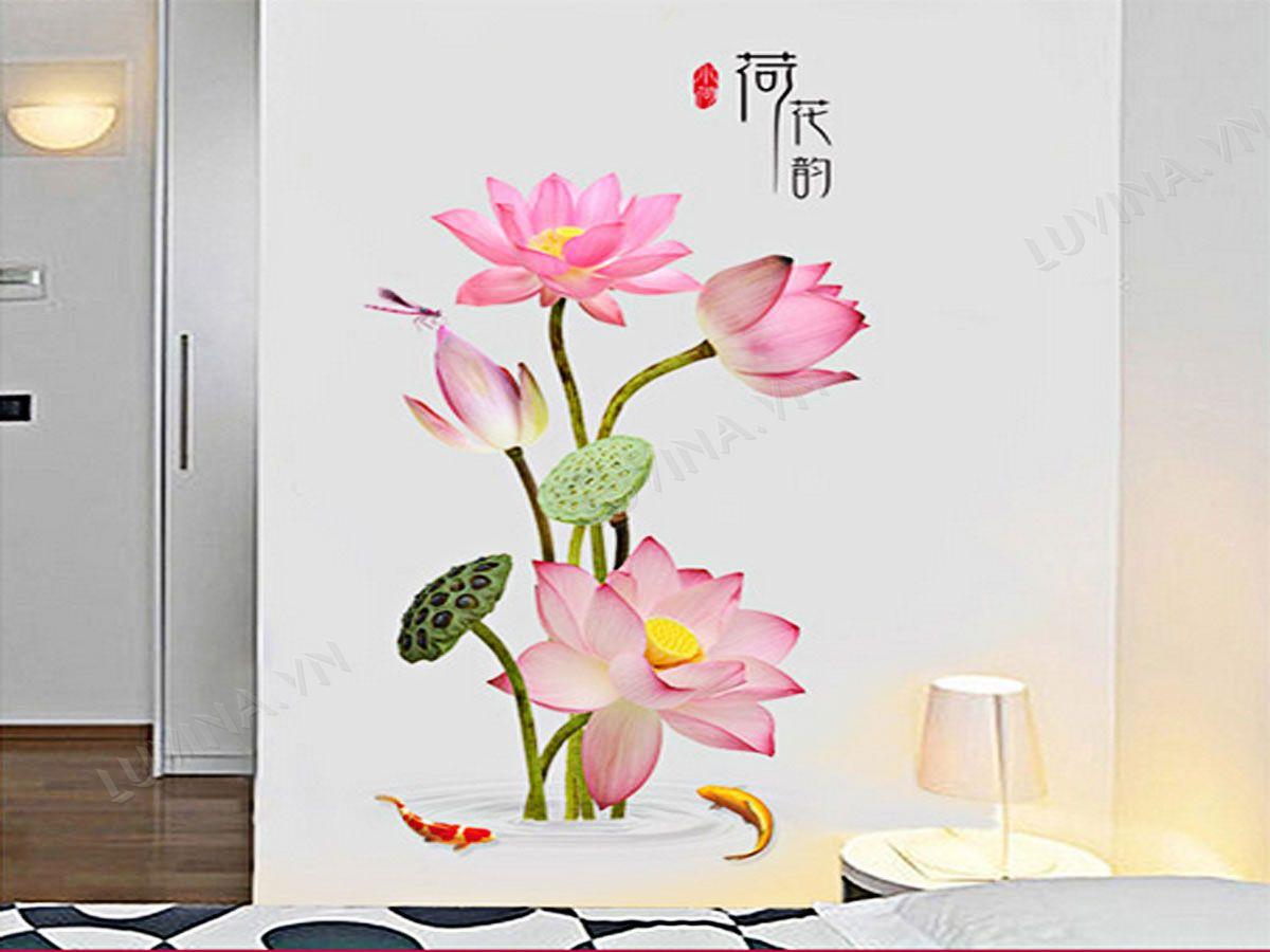 DECAL TRANG TRÍ SEN HỒNG