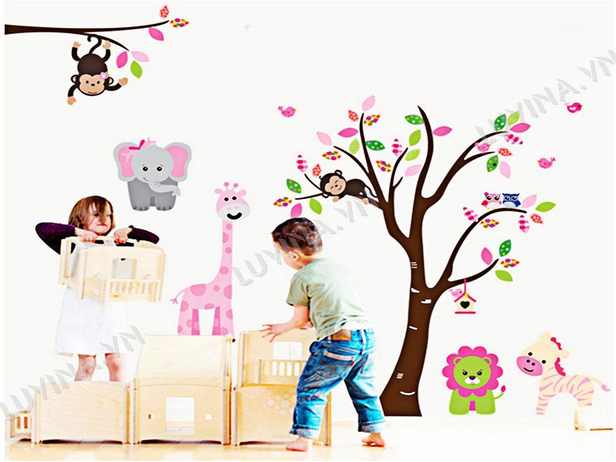 DECAL TRANG TRÍ VƯỜN THÚ NGỘ NGHĨNH