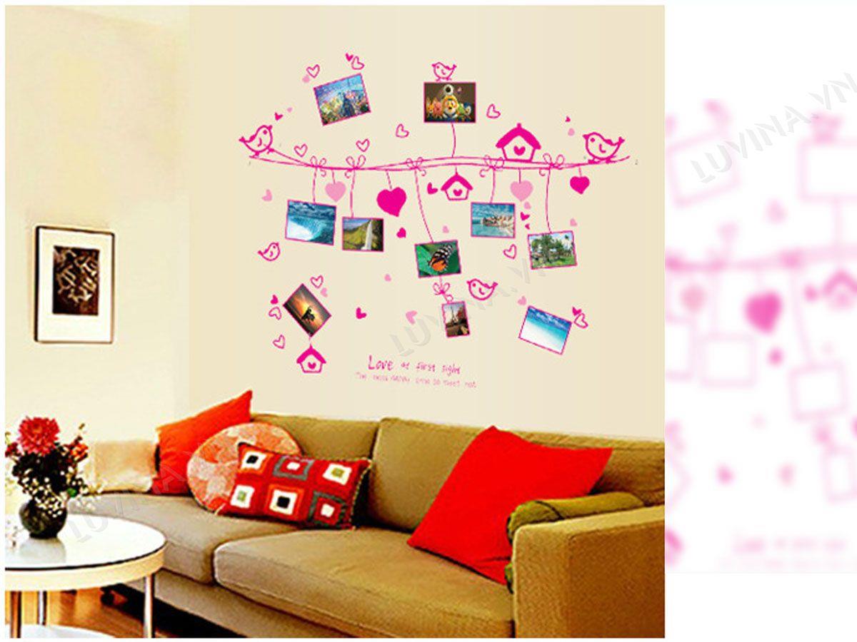 DECAL TRANG TRÍ DÂY KHUNG ẢNH HỒNG