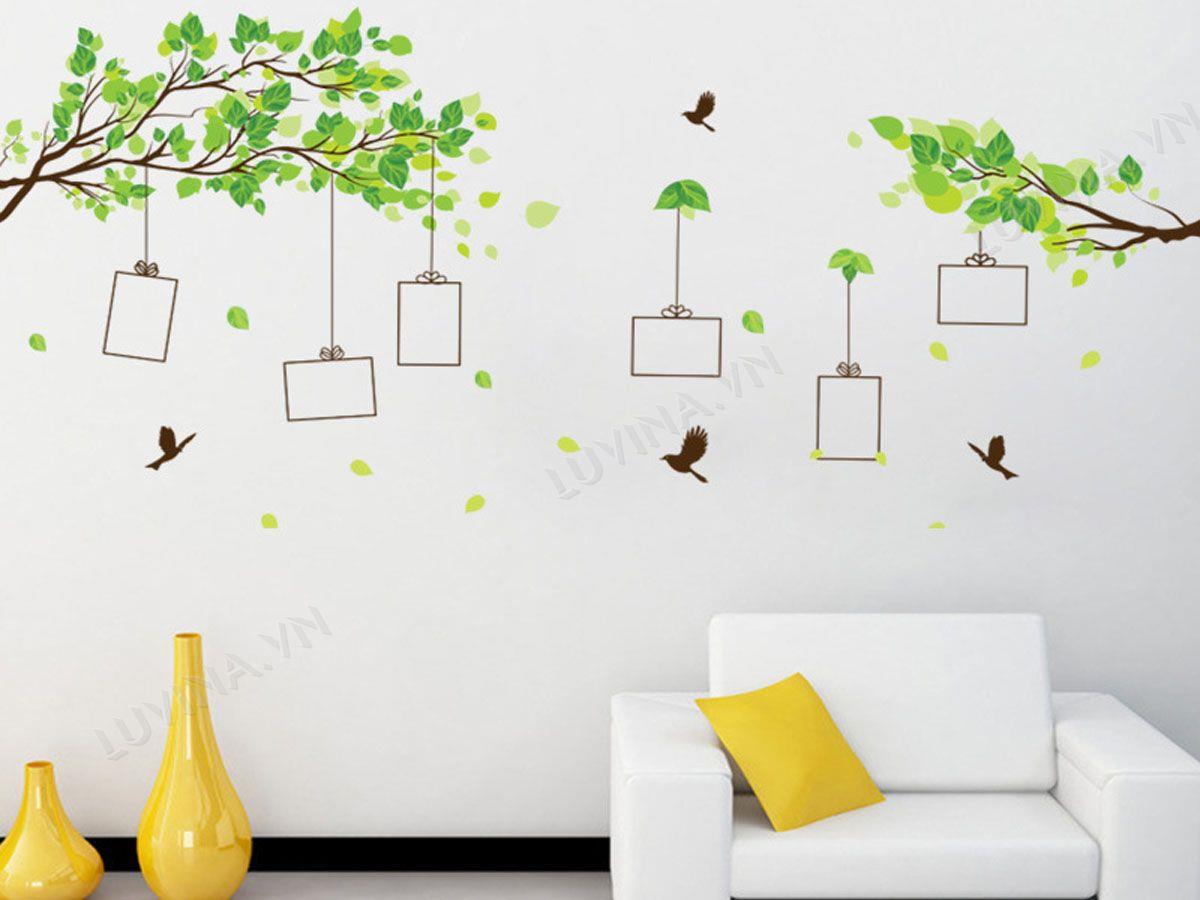 DECAL TRANG TRÍ KHUNG ẢNH CÂY XANH
