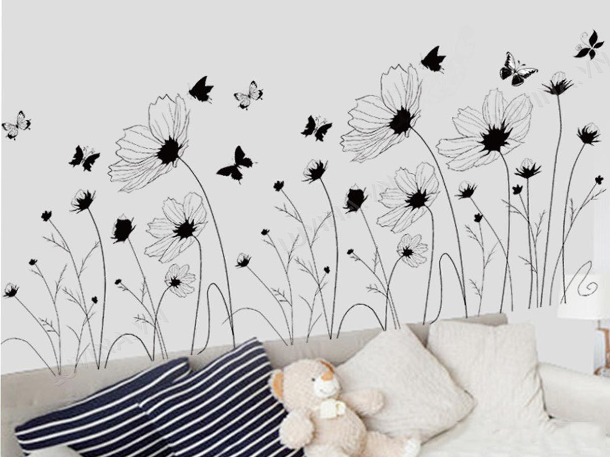 DECAL TRANG TRÍ HOA BƯỚM ĐEN