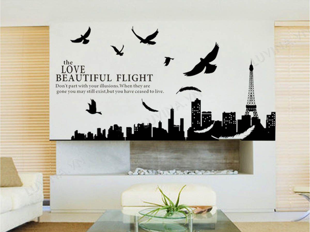 DECAL TRANG TRÍ THÀNH PHỐ PARI ĐEN