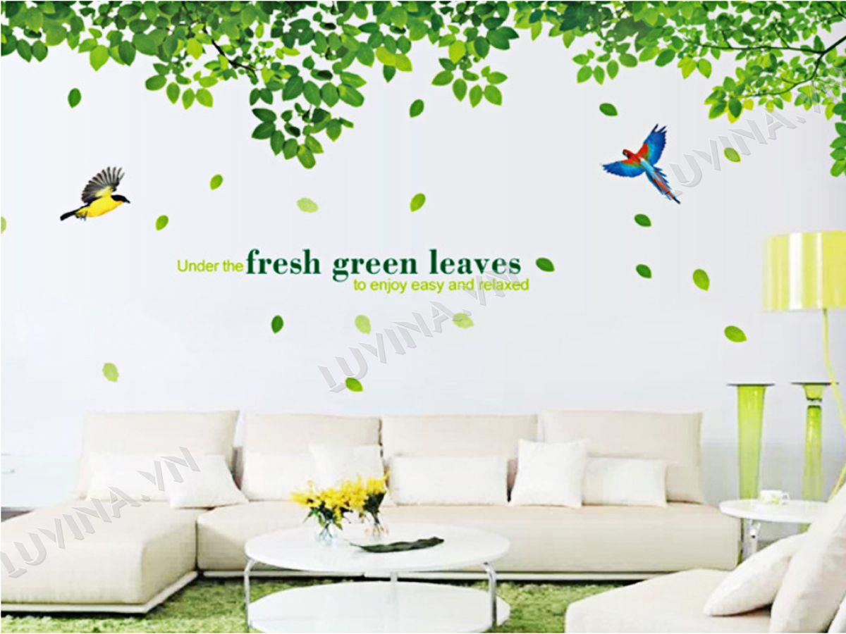 DECAL TRANG TRÍ TÁN LÁ XANH