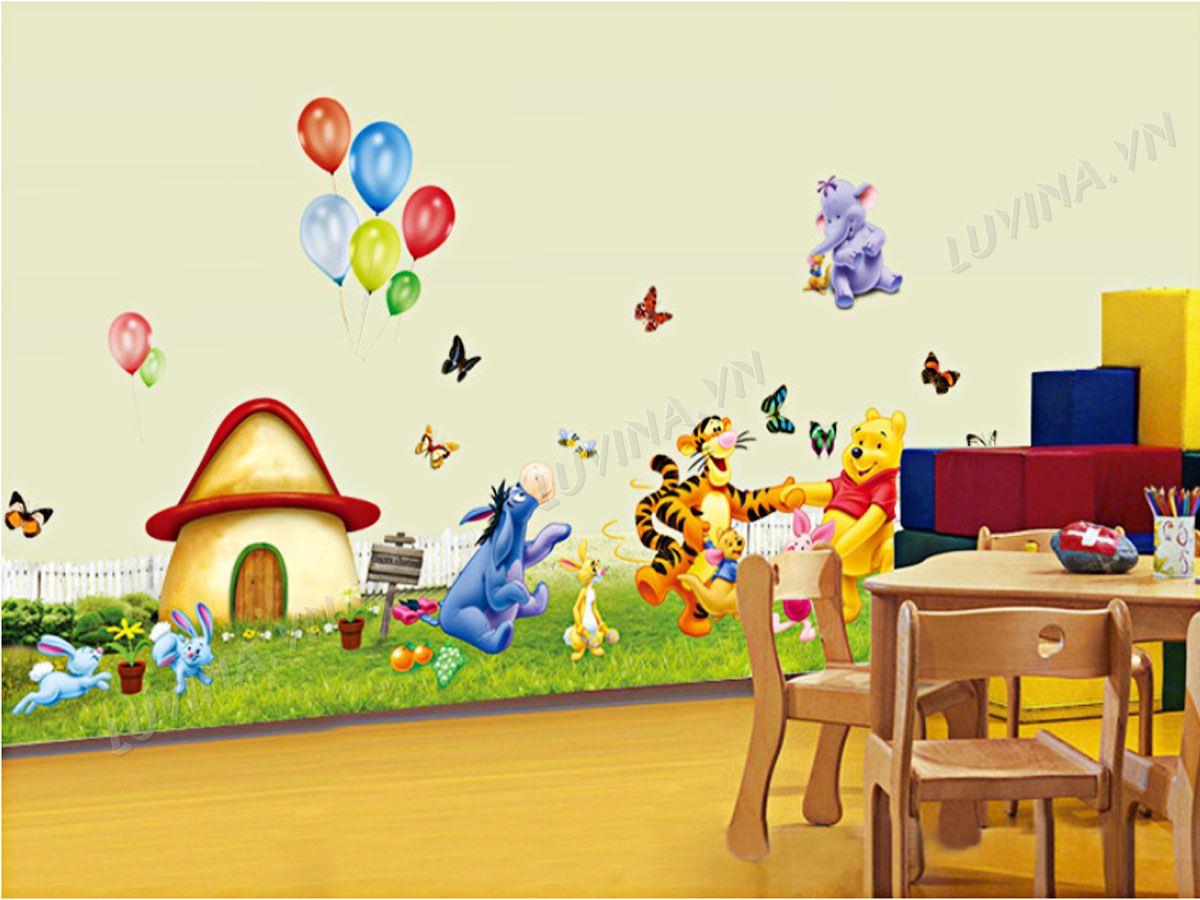 DECAL TRANG TRÍ POOH HẠNH PHÚC NHỎ