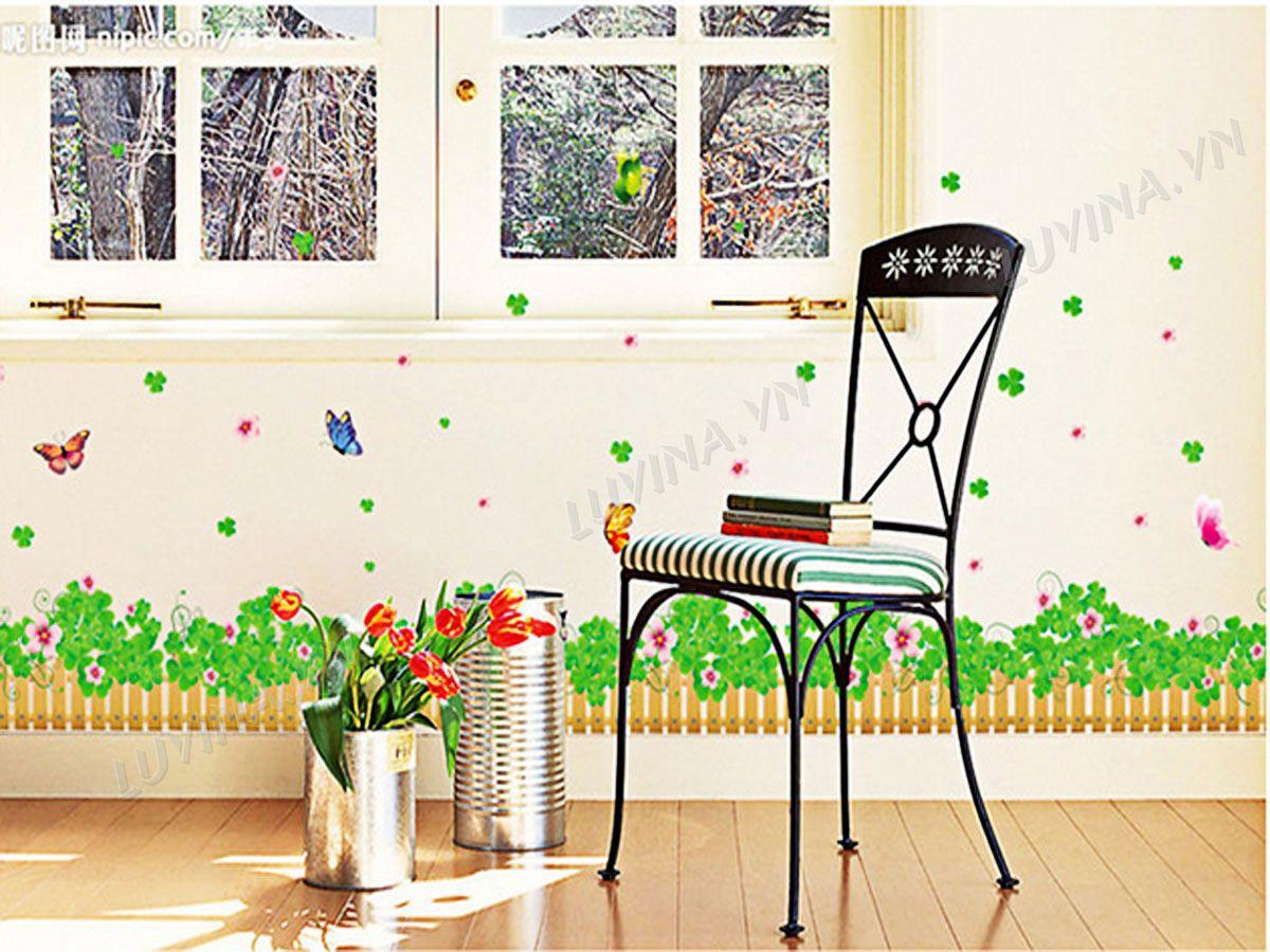 DECAL TRANG TRÍ RÀO CỎ 4 LÁ