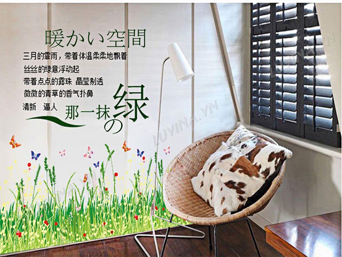 DECAL TRANG TRÍ CHÂN RÀO CỎ
