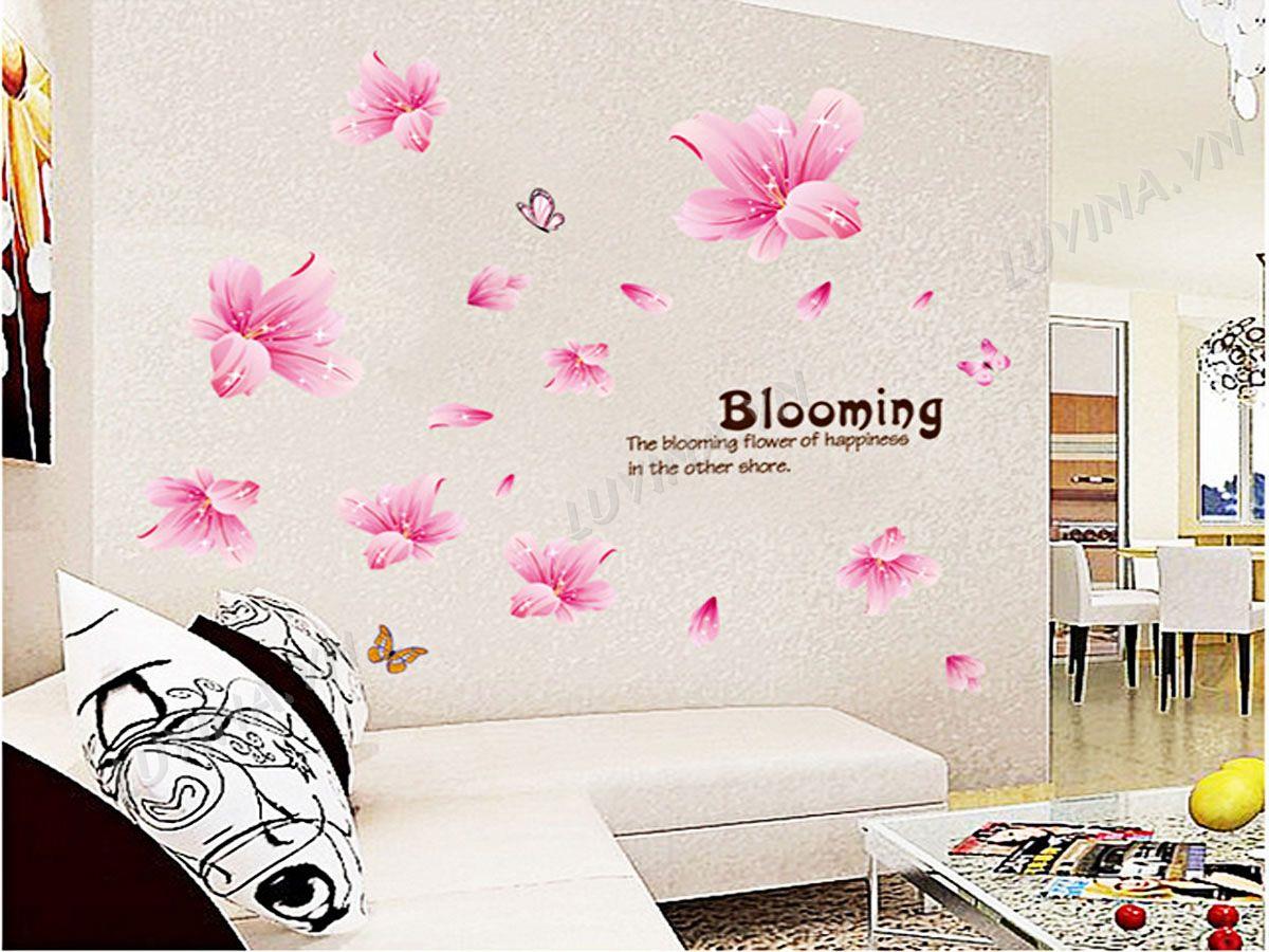 DECAL TRANG TRÍ CÁNH HOA PHA LÊ HỒNG