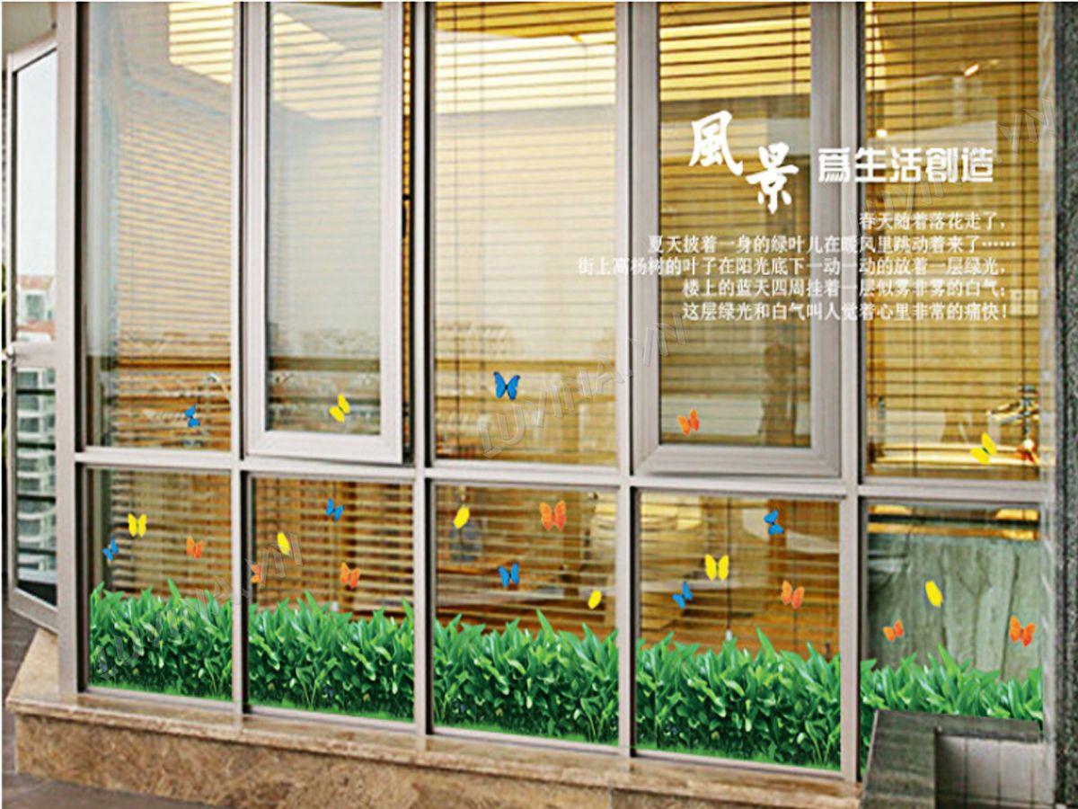 DECAL TRANG TRÍ CHÂN RÀO CỎ XANH