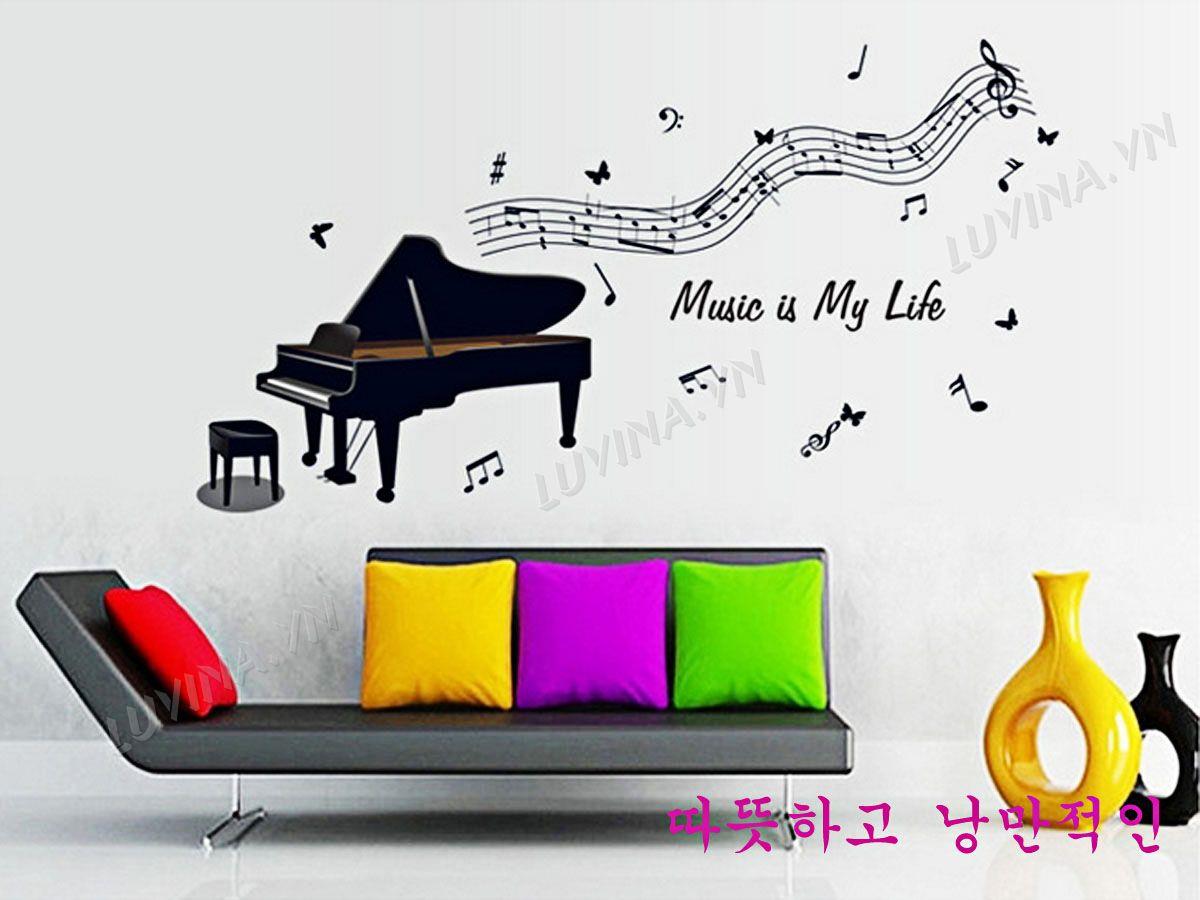 DECAL TRANG TRÍ ĐÀN PIANO ĐEN