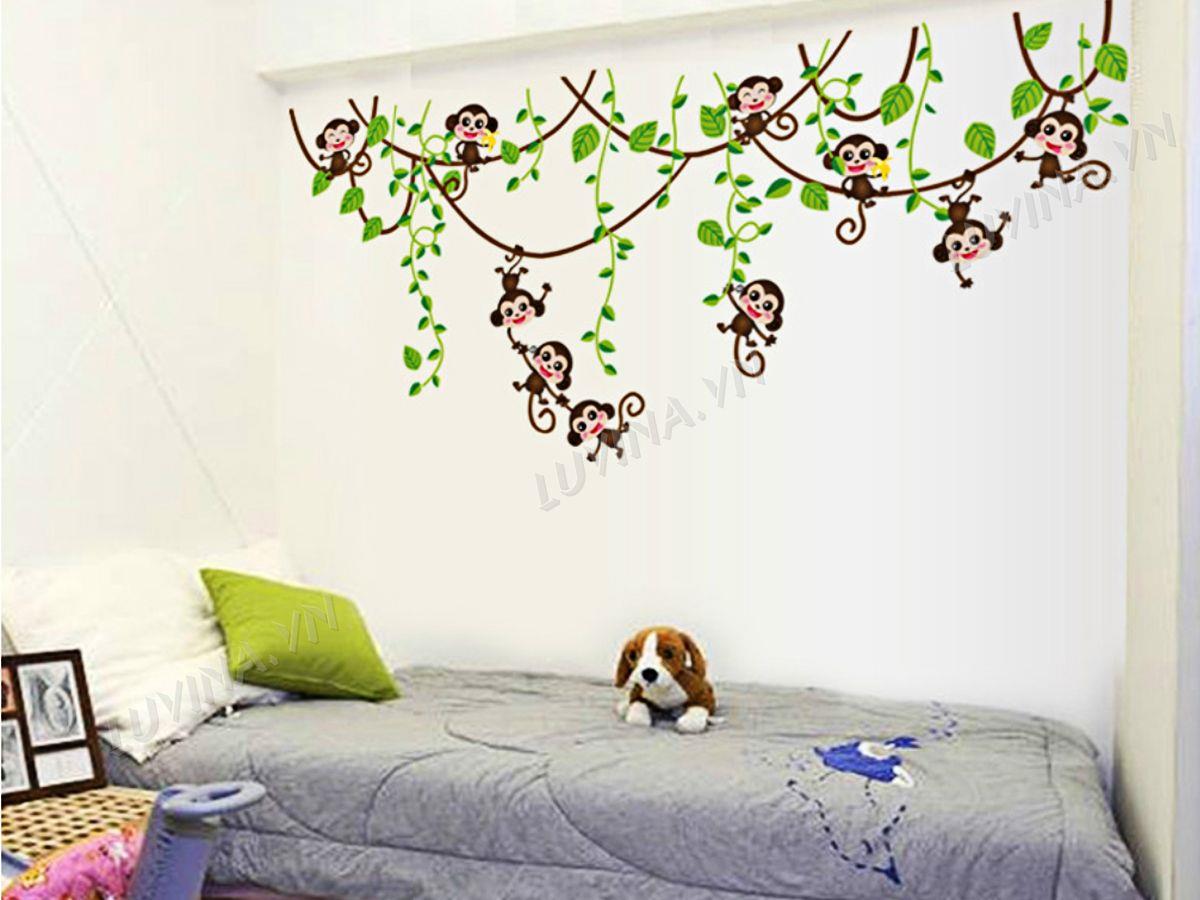 DECAL TRANG TRÍ KHỈ ĐU CÂY