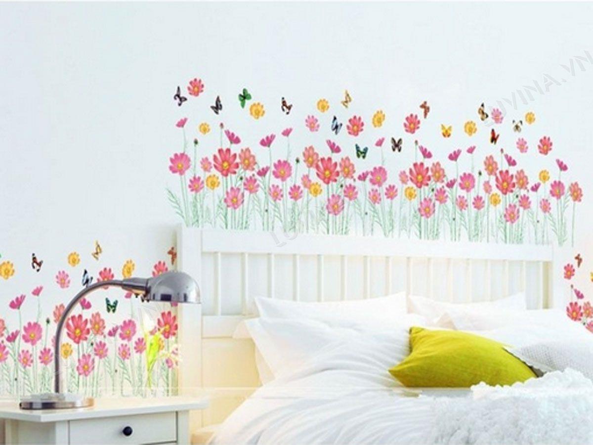 DECAL TRANG TRÍ CHÂN RÀO HOA