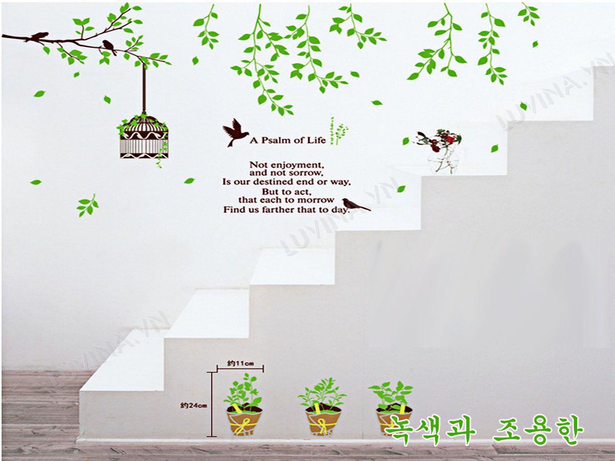 DECAL TRANG TRÍ TÁN CÂY LỒNG CHIM