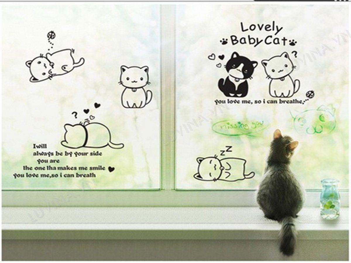 DECAL TRANG TRÍ MÈO ĐEN