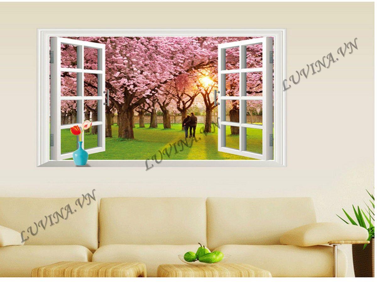 DECAL TRANG TRÍ CỬA SỔ ANH ĐÀO TÌNH NHÂN