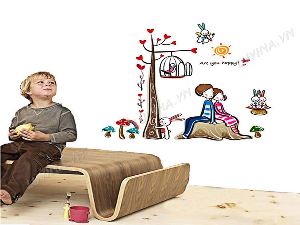 DECAL TRANG TRÍ HAI BÉ DỰA LƯNG