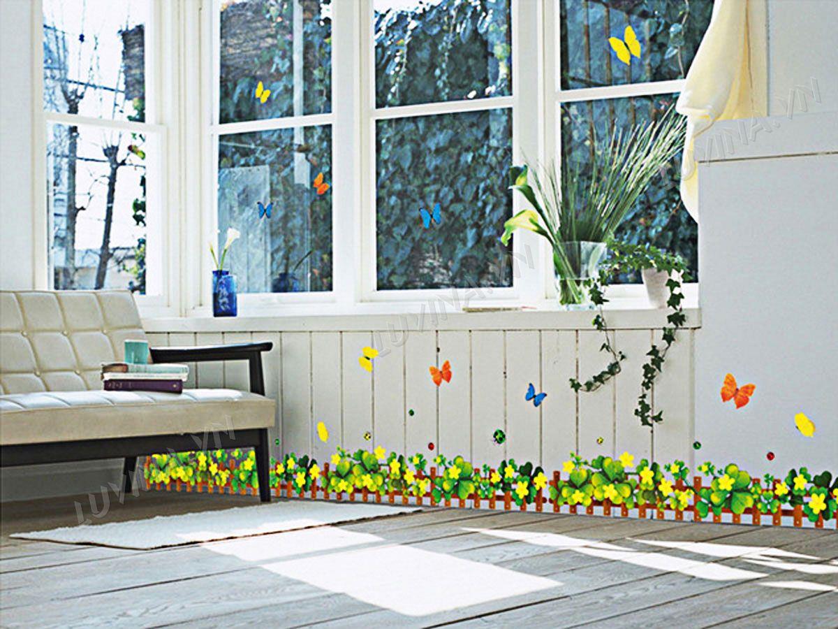 DECAL TRANG TRÍ CHÂN TƯỜNG HOA VÀNG