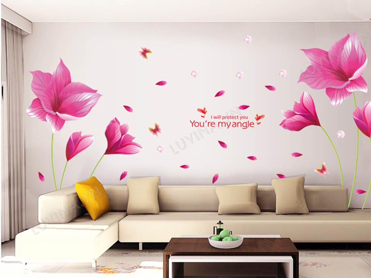 DECAL TRANG TRÍ HOA LY HỒNG