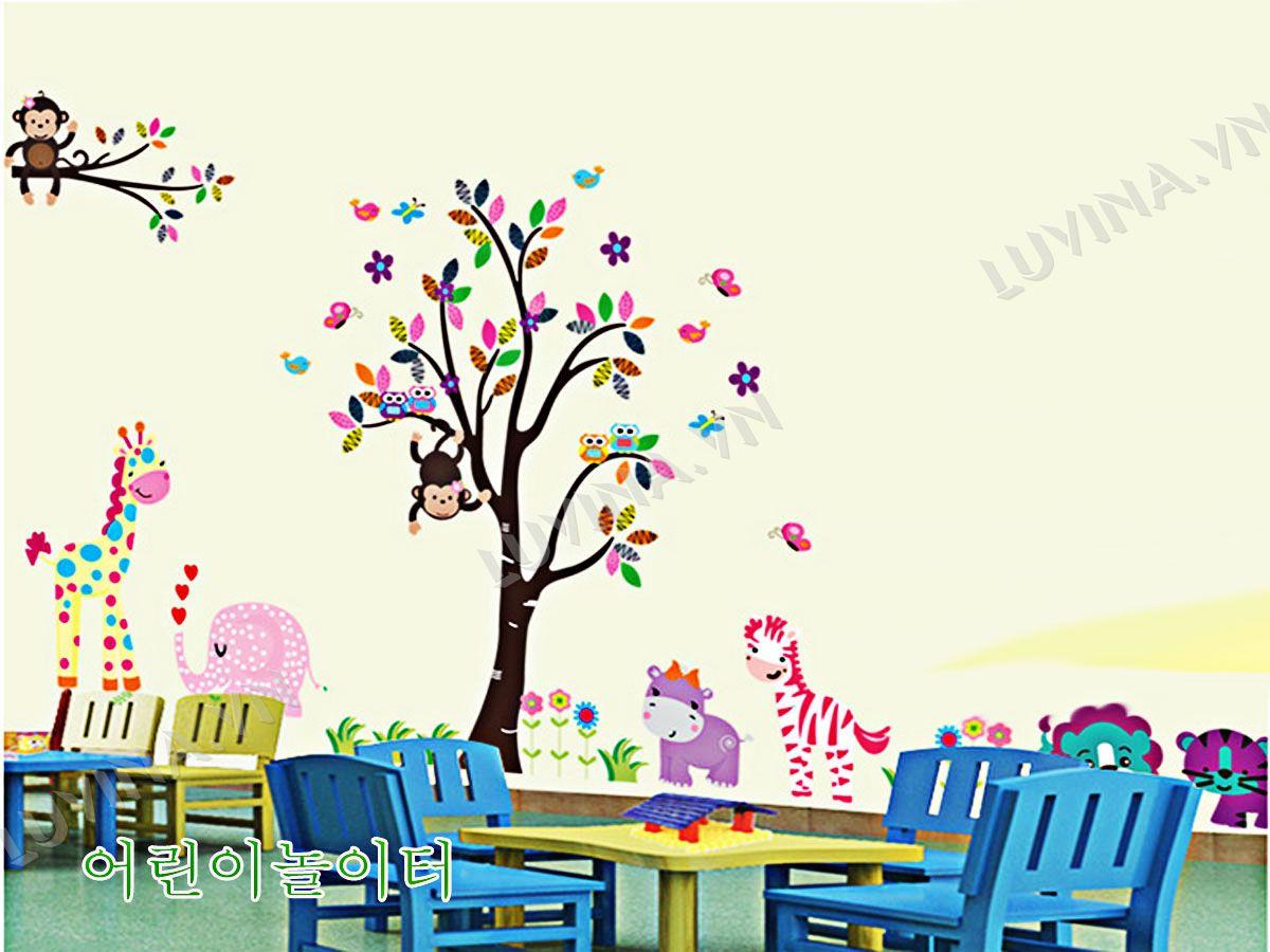 DECAL TRANG TRÍ VƯỜN THÚ NGỘ NGHĨNH