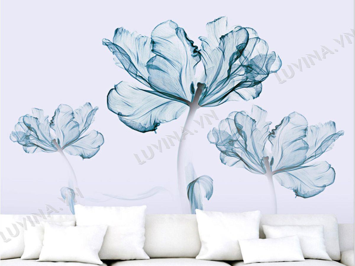 DECAL TRANG TRÍ HOA GIẤY XANH