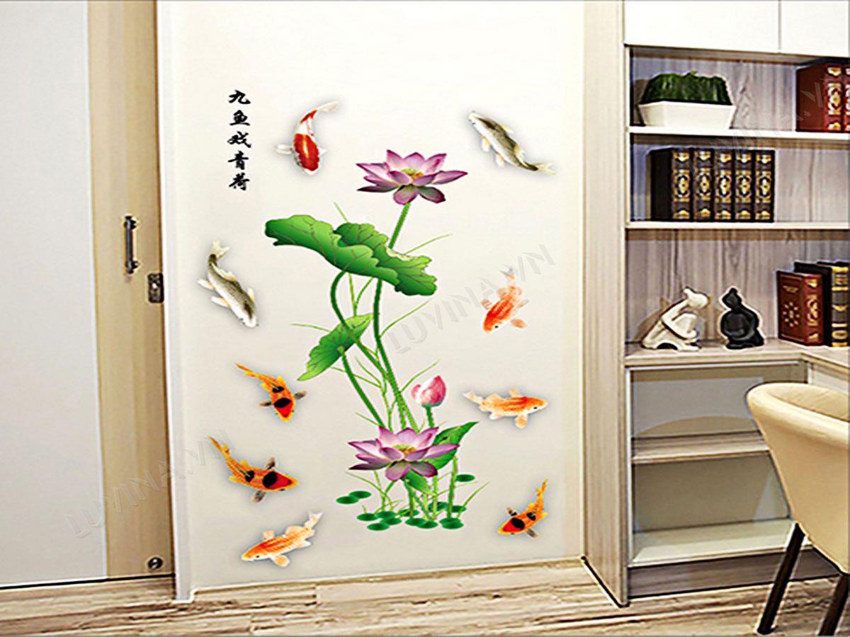 DECAL TRANG TRÍ HOA SEN MẢNH