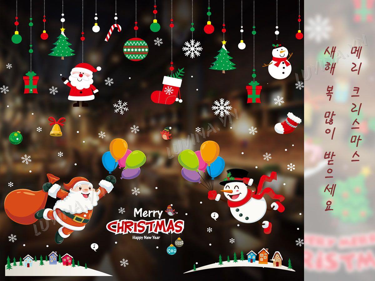 DECAL TRANG TRÍ ÔNG GIÀ NOEN CẦM BÓNG BAY