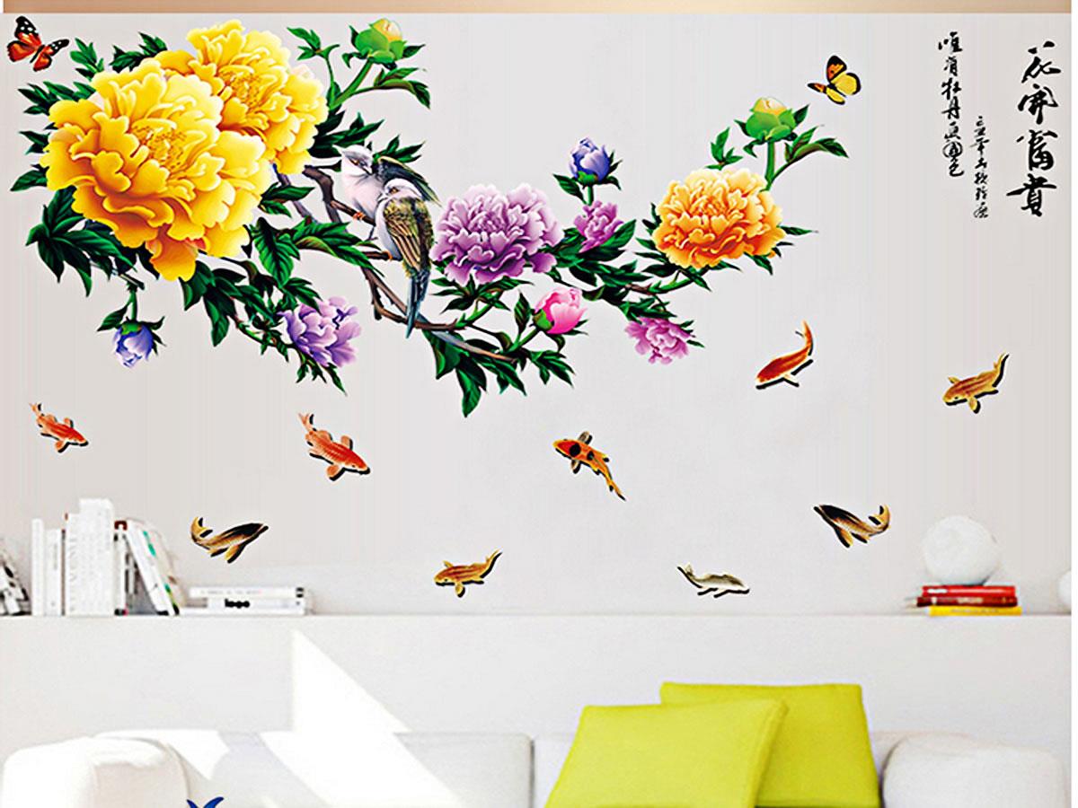 DECAL TRANG TRÍ HOA MẪU ĐƠN VÀNG