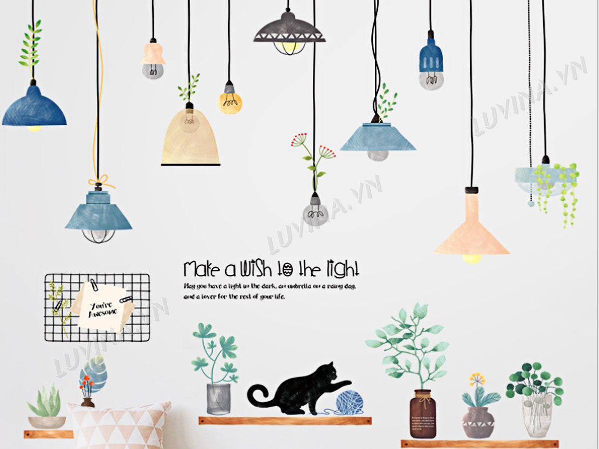 DECAL ĐÈN TREO KỆ MÈO