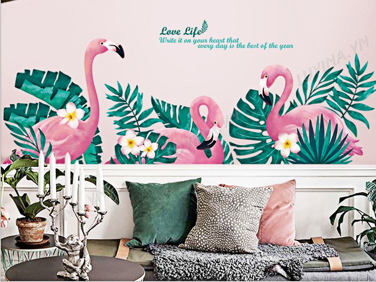 DECAL HẠC HỒNG LÁ XANH