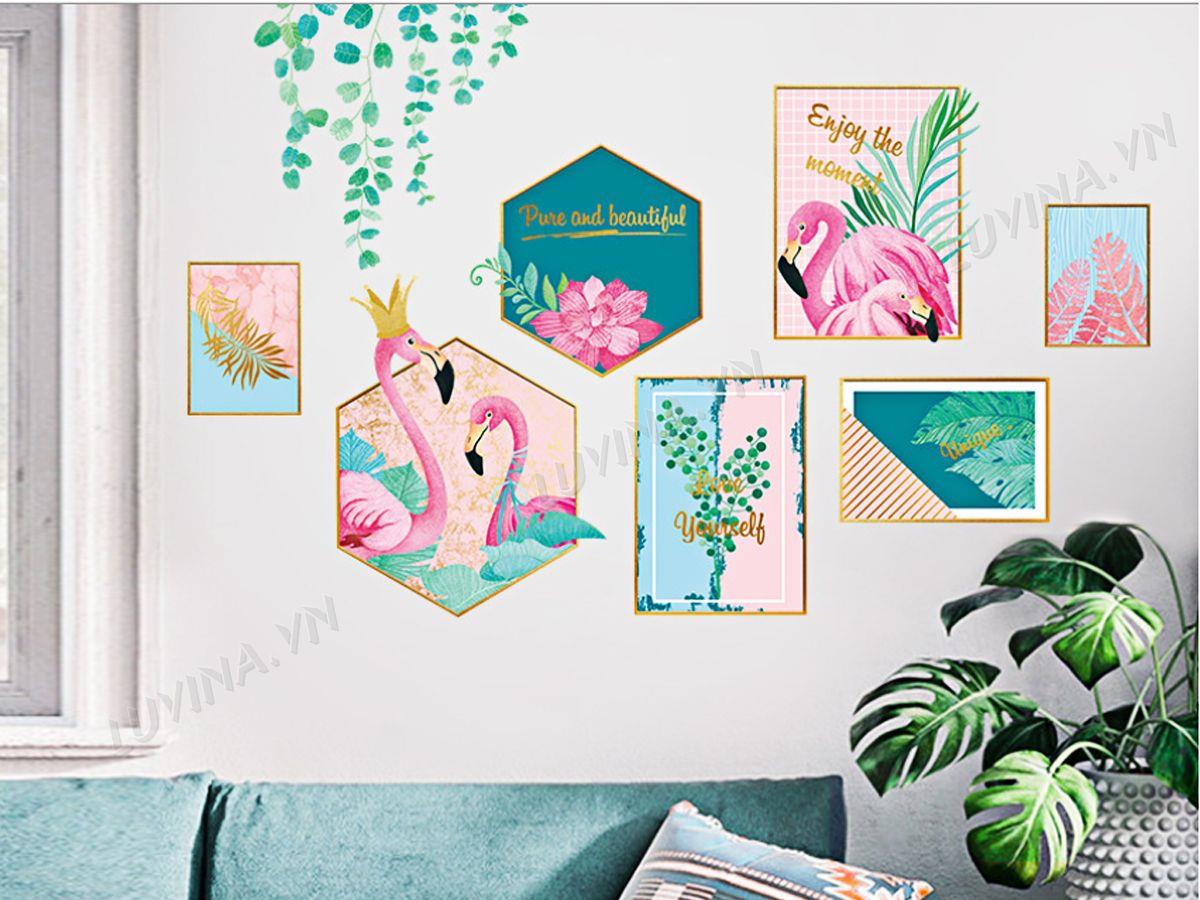 DECAL KHUNG ẢNH HẠC HỒNG