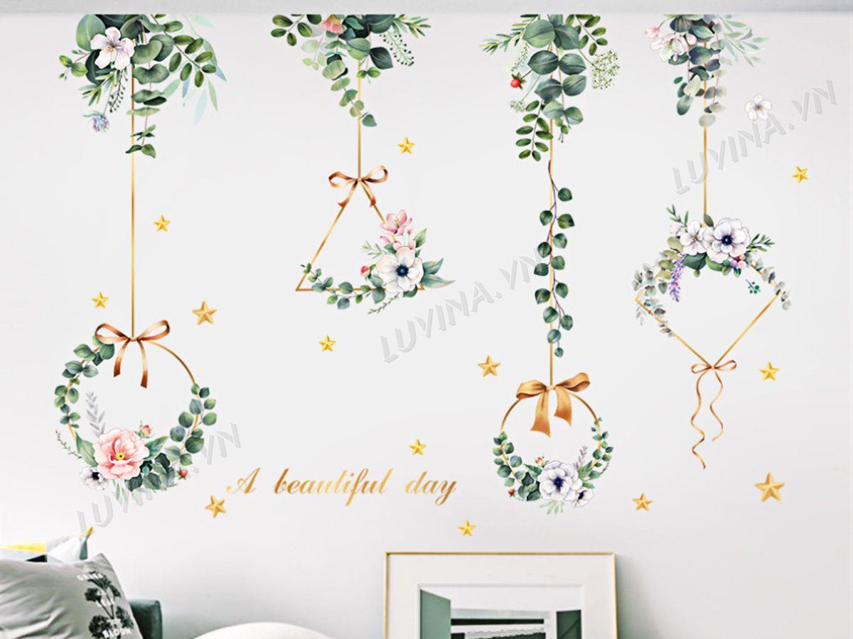 DECAL TRANG TRÍ DÂY TREO VÒNG HOA
