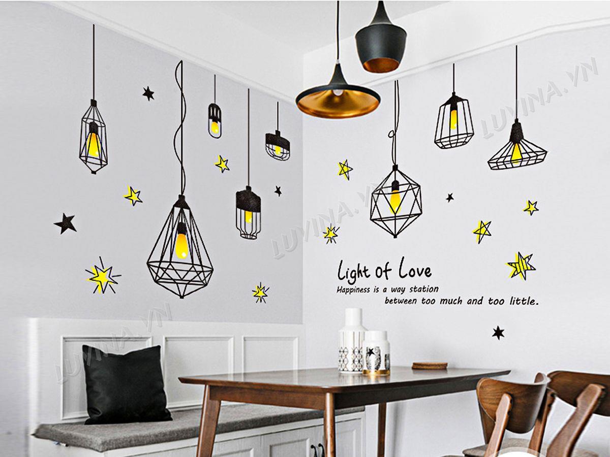 DECAL HÀN QUỐC DÂY TREO ĐÈN ĐEN VÀNG