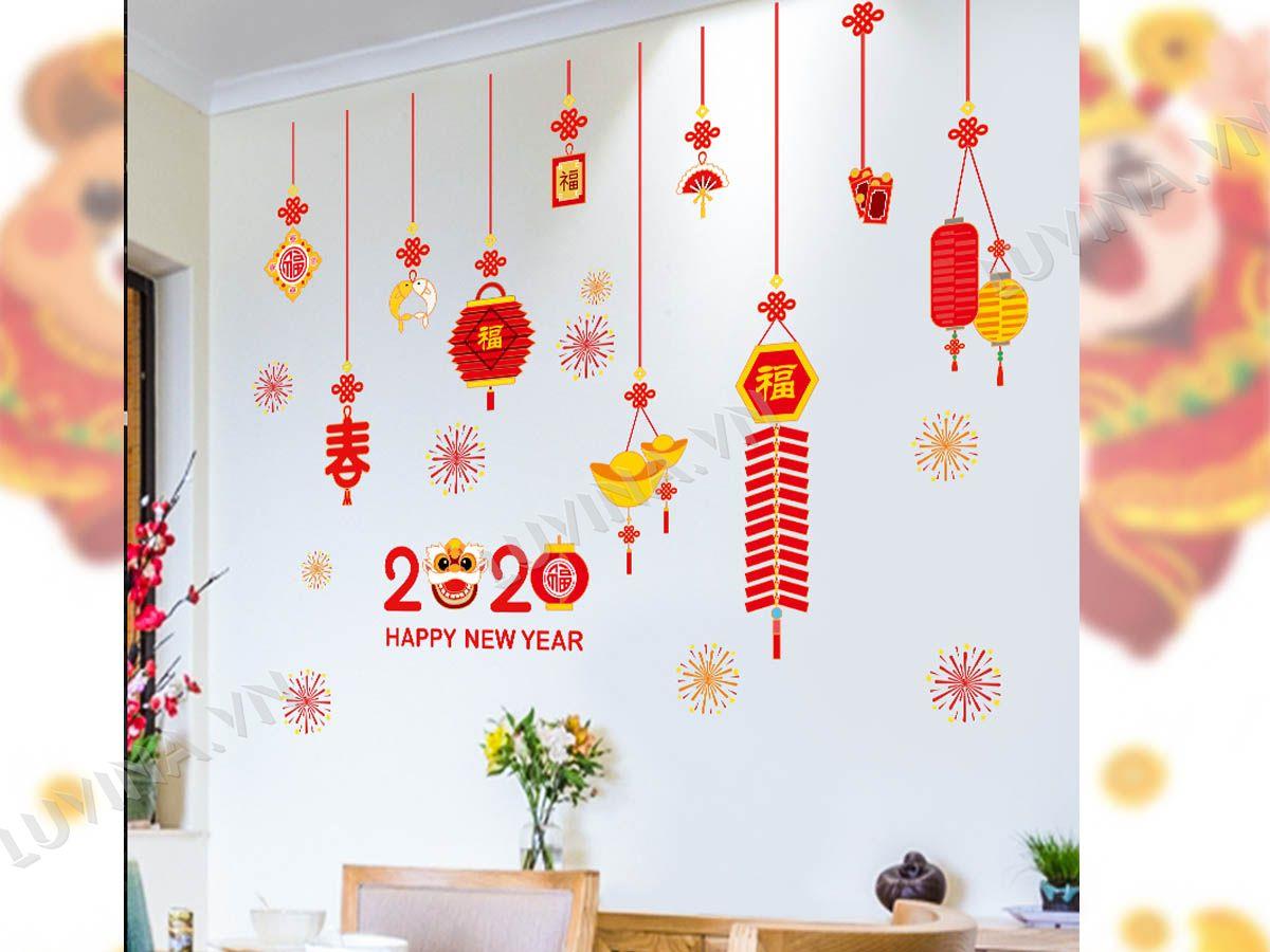 DECAL TRANG TRÍ TẾT DÂY TREO CHỮ 2020