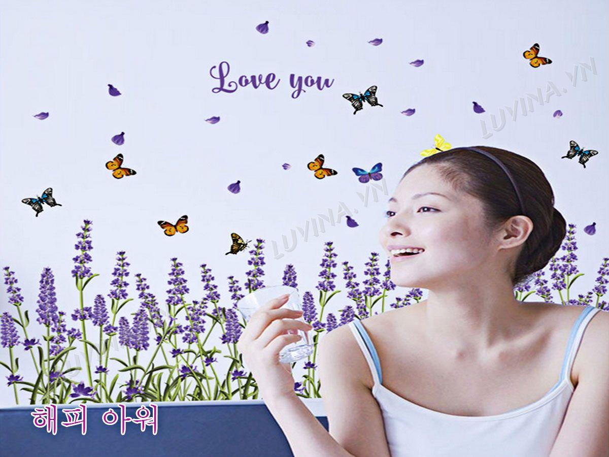 DECAL TRANG TRÍ CHÂN RÀO OẢI HƯƠNG TÍM