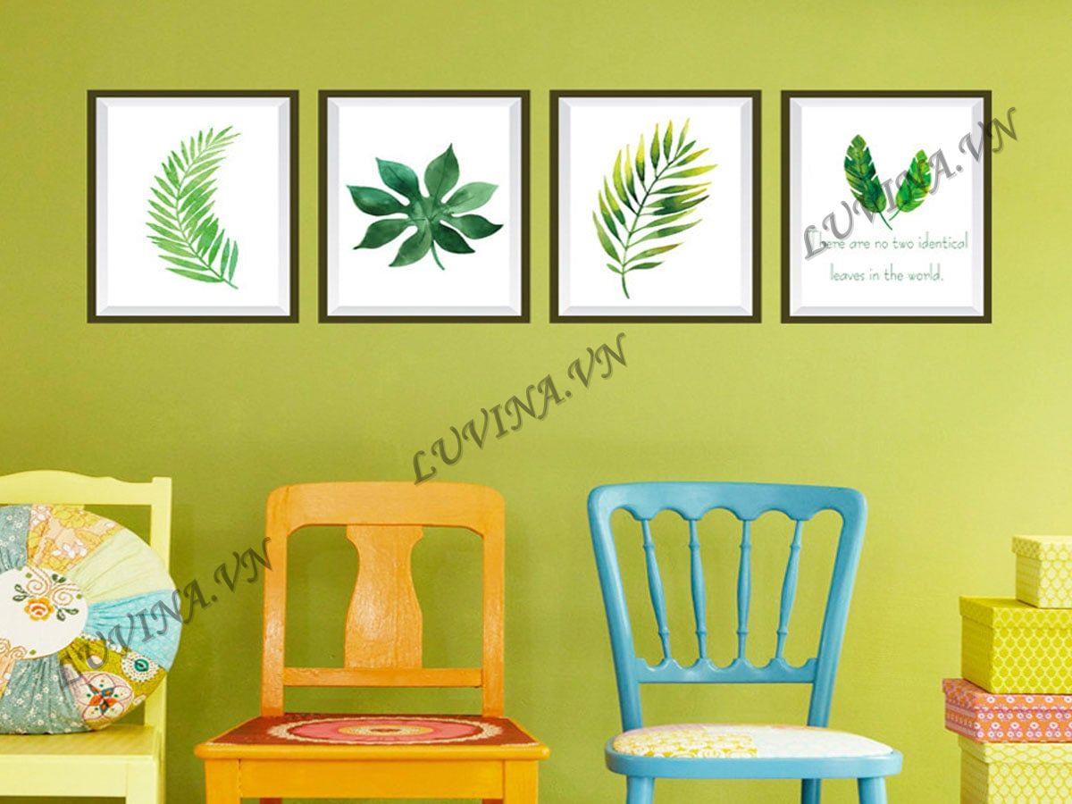 DECAL TRANG TRÍ 4 CHIẾC LÁ XANH