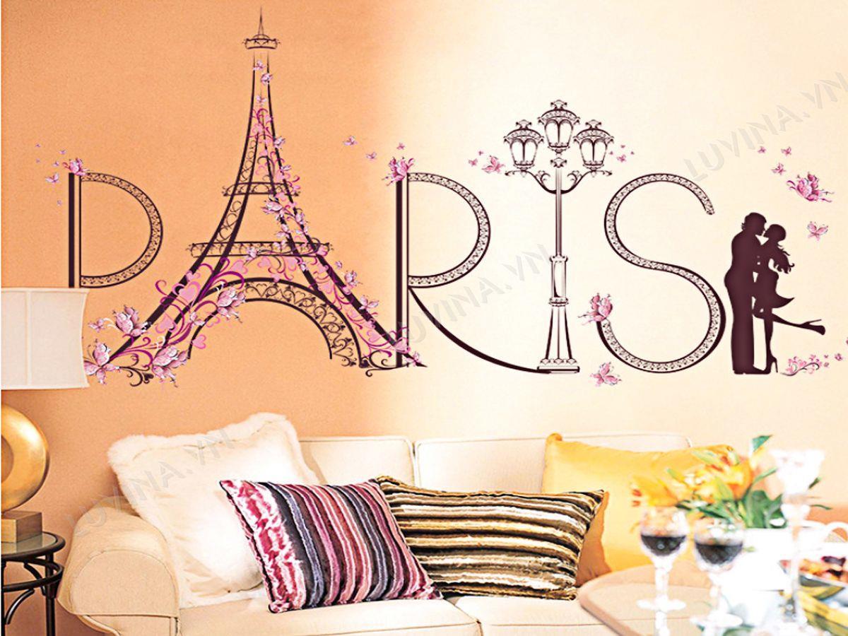 DECAL TRANG TRÍ THÁP PARI TÌNH YÊU