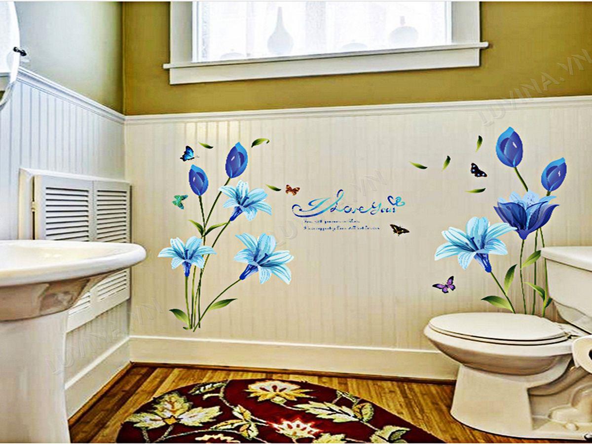 DECAL TRANG TRÍ HOA BÁCH HỢP XANH