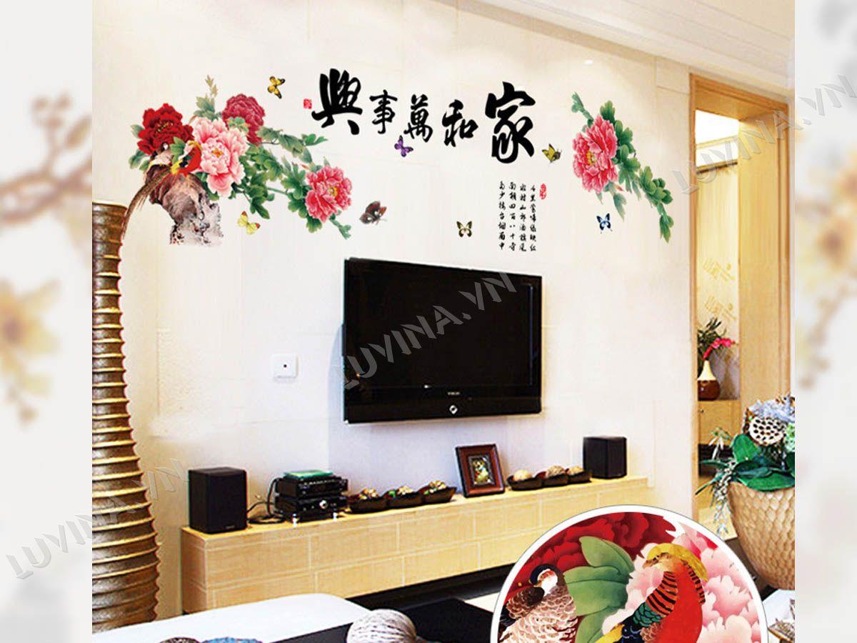 DECAL TRANG TRÍ MẪU ĐƠN BƯỚM ĐỎ