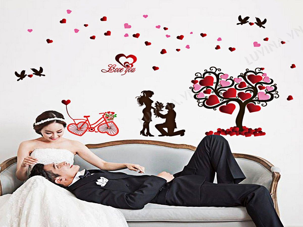 DECAL TRANG TRÍ UYÊN ƯƠNG CÂY TIM