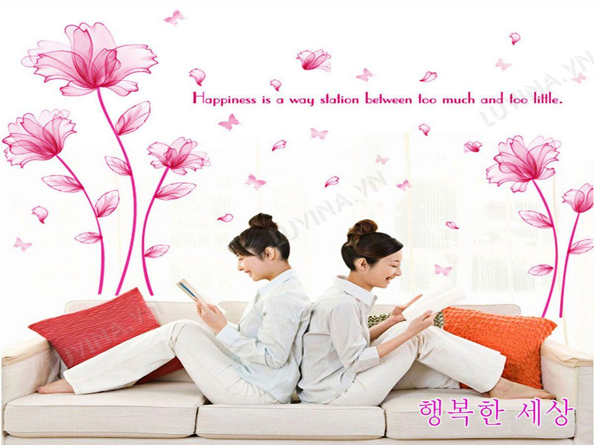 DECAL TRANG TRÍ HOA PHA LÊ HỒNG NHẠT